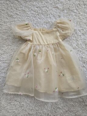 Girls Cream Floral Tulle Party Dress
